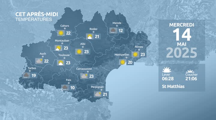 Meteo en Occitanie du Mardi 13 mai 2025 à 23 heures