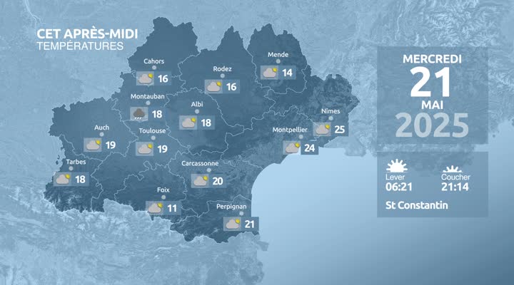 Meteo en Occitanie du Mardi 20 mai 2025 à 23 heures