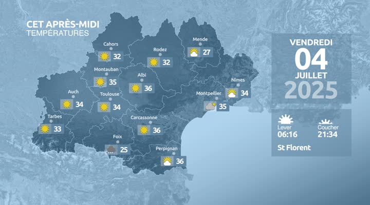 Meteo en Occitanie du Jeudi 03 juillet 2025 à 23 heures