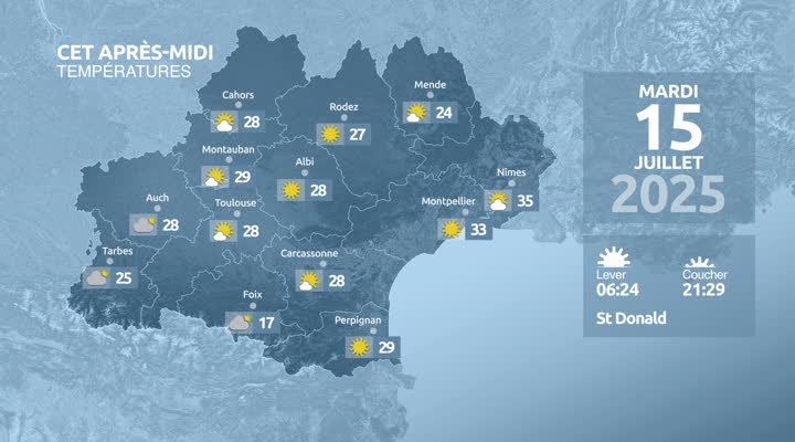 Meteo en Occitanie du Lundi 14 juillet 2025 à 23 heures