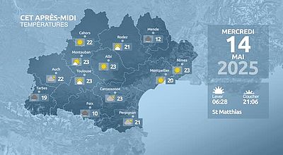 Meteo en Occitanie du Mardi 13 mai 2025 à 23 heures