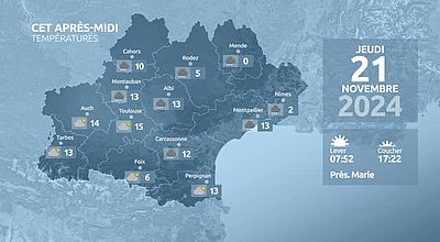 Meteo en Occitanie du Mercredi 20 novembre 2024 à 23 heures