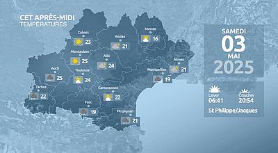 Meteo en Occitanie du Vendredi 02 mai 2025 à 23 heures