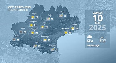 Meteo en Occitanie du Vendredi 09 mai 2025 à 23 heures