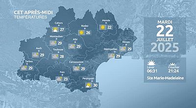 Meteo en Occitanie du Lundi 21 juillet 2025 à 23 heures