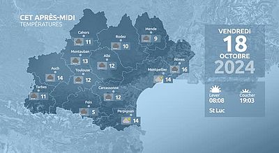 Meteo en Occitanie du Vendredi 18 octobre 2024 à 07 heures