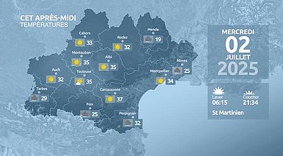 Meteo en Occitanie du Mardi 01 juillet 2025 à 23 heures