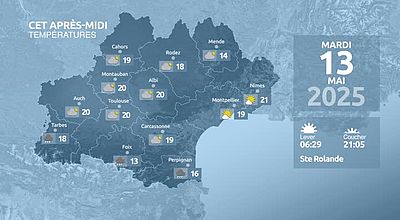 Meteo en Occitanie du Mardi 13 mai 2025 à 07 heures