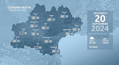 Meteo en Occitanie du Jeudi 19 septembre 2024 à 16 heures