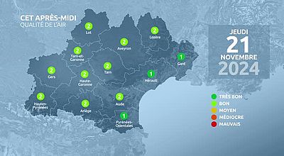 Meteo en Occitanie du Jeudi 21 novembre 2024 à 11 heures