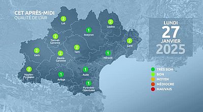 Meteo en Occitanie du Lundi 27 janvier 2025 à 11 heures