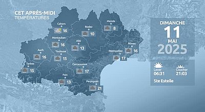 Meteo en Occitanie du Dimanche 11 mai 2025 à 07 heures