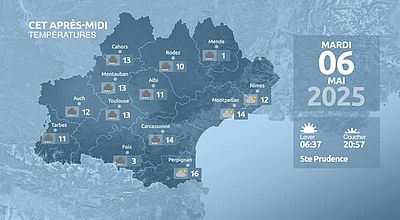 Meteo en Occitanie du Lundi 05 mai 2025 à 23 heures