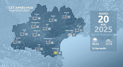 Meteo en Occitanie du Mardi 20 mai 2025 à 07 heures