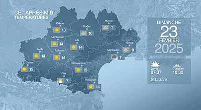 Meteo en Occitanie du Dimanche 23 février 2025 à 07 heures