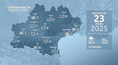 Meteo en Occitanie du Samedi 22 mars 2025 à 16 heures