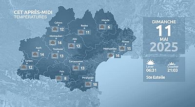 Meteo en Occitanie du Samedi 10 mai 2025 à 23 heures