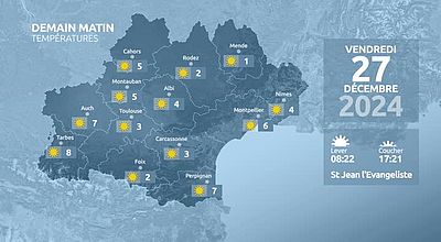 Meteo en Occitanie du Jeudi 26 décembre 2024 à 16 heures