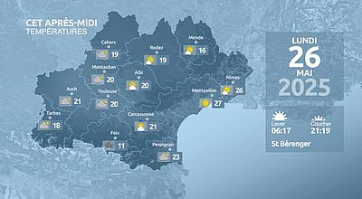 Meteo en Occitanie du Dimanche 25 mai 2025 à 23 heures