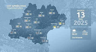 Meteo en Occitanie du Lundi 12 mai 2025 à 23 heures