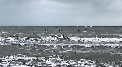 Avec le mauvais temps les surfeurs sont de sortie à Palavas